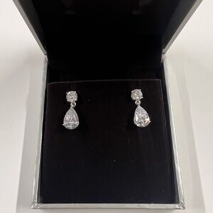 Nordstrom Silver Tear Drop Cubic Zirconia Earrings - Like New